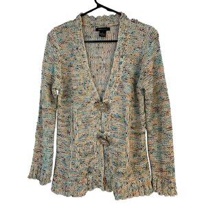 BCBGMAXAZRIA Multicolored Knit Cardigan Toggle Buttons Size L RX10639